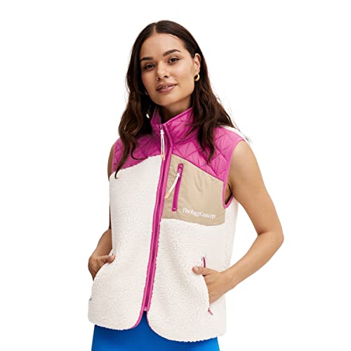 THEJOGGCONCEPT JCBERRI WAISTCOAT Damen Weste Fleece Outdoor Weste Stehkragen Brustasche und Reißverschluss-Taschen Teddy Fleece mit Stepp-Aufsatz, Größe:2XL, Farbe:Festival Fuchsia Mix (201438) von THEJOGGCONCEPT