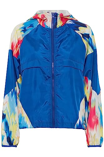 THEJOGGCONCEPT JCIDA Damen Windbreaker Übergangsjacke Regenjacke mit Gummizug Kapuze mit hochabschließendem Kragen, Größe:XL, Farbe:Neon Pink Mix (201876) von THEJOGGCONCEPT