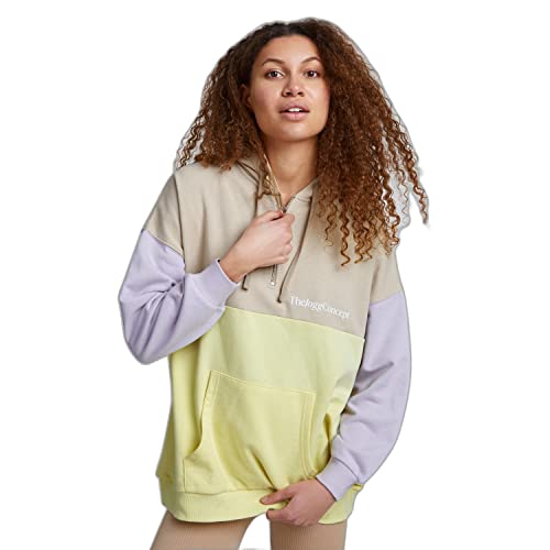 THEJOGGCONCEPT JCSAFINE Cut HALV Pullover Cut HALV Pullover Sweatshirt 22800031 Damen Langer Kapuzenpullover Hoodie Longpullover mit Kapuze, Größe:L, Farbe:Doeskin Mix (201137) von THEJOGGCONCEPT