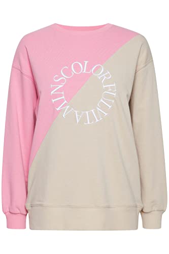 THEJOGGCONCEPT JCSAFINE Cut Sweat Cut Sweat Sweatshirt 22800012 Damen Langes Sweatshirt Pullover Longpullover mit Rundhalsausschnitt, Größe:L, Farbe:Rosebloom Mix (201139) von THEJOGGCONCEPT