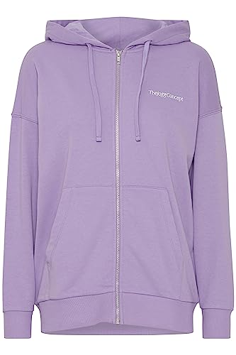 THEJOGGCONCEPT JCSAFINE Damen Sweatjacke Kapuzenjacke Hoodie mit Kapuze Zipper Zip-Hoodie mit Reißverschluss Oversize Passform, Größe:2XL, Farbe:Sunlit Allium (173735) von THEJOGGCONCEPT