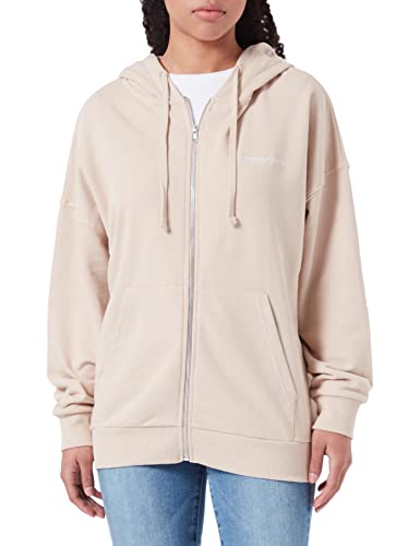 THEJOGGCONCEPT JCSAFINE Damen Sweatjacke Kapuzenjacke Hoodie mit Kapuze Zipper Zip-Hoodie mit Reißverschluss Oversize Passform, Größe:XL, Farbe:Doeskin (151308) von THEJOGGCONCEPT