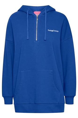 THEJOGGCONCEPT JCSAFINE Halfzip Hoodie Halfzip Hoodie - Damen Langes Sweatshirt Pullover Longpullover mit Kapuze Oversize Fit, Größe:L, Farbe:Princess Blue (194150) von THEJOGGCONCEPT