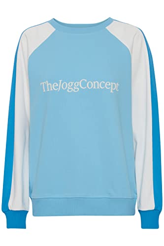 THEJOGGCONCEPT JCSAFINE Raglan Damen Sweatshirt Pullover Sweater O-Neck Crewneck Rundhals Raglan-Ärmel mehrfarbige Colorblock Optik, Größe:M, Farbe:Baltic Sea Mix (201739) von THEJOGGCONCEPT