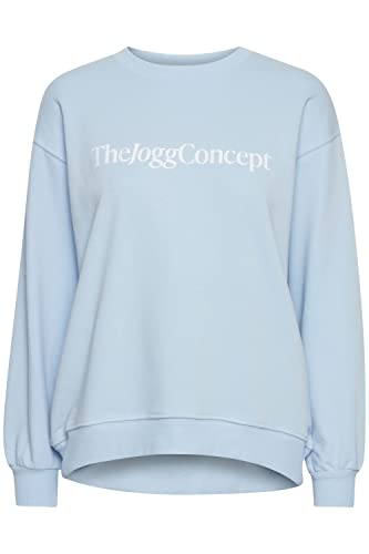 THEJOGGCONCEPT JCSAFINE Sweatshirt Damen Sweatshirt Pullover Sweater Rundhals O-Neck Crewneck mit Front-Print Logo, Größe:L, Farbe:Cashmere Blue (144115) von THEJOGGCONCEPT