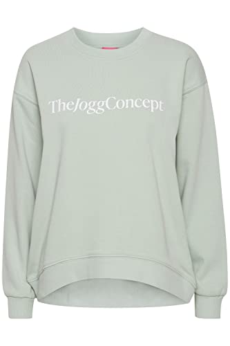THEJOGGCONCEPT JCSAFINE Sweatshirt Damen Sweatshirt Pullover Sweater Rundhals O-Neck Crewneck mit Front-Print Logo, Größe:L, Farbe:Frosty Green (155706) von THEJOGGCONCEPT