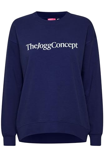 THEJOGGCONCEPT JCSAFINE Sweatshirt - Damen Sweatshirt Pullover Sweater mit Schriftzug Loose Fit, Größe:S, Farbe:Medieval Blue (193933) von THEJOGGCONCEPT