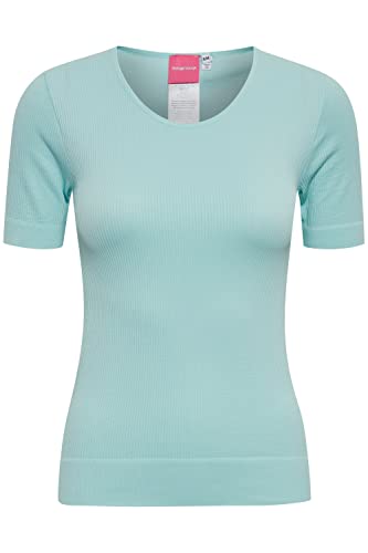 THEJOGGCONCEPT JCSAHANA Damen T-Shirt Kurzarm Shirt Rundhalsausschnitt gerippt mit Stretch Tight Fit, Größe:L/XL, Farbe:Plume (134809) von THEJOGGCONCEPT