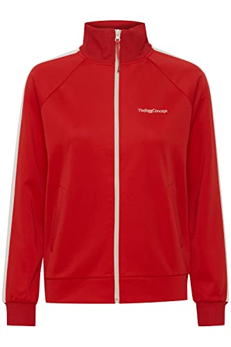 THEJOGGCONCEPT JCSIMA Cardigan Damen Sweatjacke Cardigan Sweatshirtjacke Trainingsjacke Retro Reißverschluss-Jacke Zip-Jacke Raglan-Ärmel Colorblock-Optik, Größe:S, Farbe:Salsa Mix (201530) von THEJOGGCONCEPT
