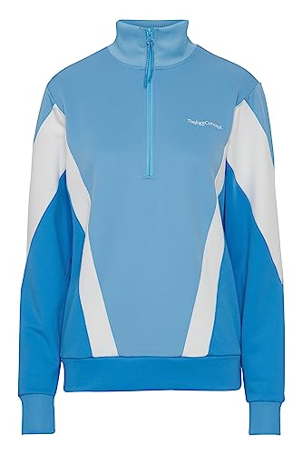 THEJOGGCONCEPT JCSIMA Damen Sweatjacke Cardigan Sweatshirtjacke Troyer Half-Zip mit mehrfarbiger Colorblock Optik mit Stretch, Größe:M, Farbe:Baltic Sea Mix (201739) von THEJOGGCONCEPT