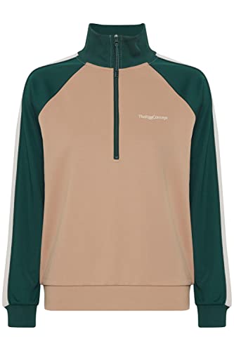 THEJOGGCONCEPT JCSIMA Damen Sweatshirt Pullover Sweater Troyer Half-Zip Stehkragen mit Reißverschluss Raglan-Ärmel mehrfarbigerColorblock Optik, Größe:2XL, Farbe:June Bug Mix (201436) von THEJOGGCONCEPT