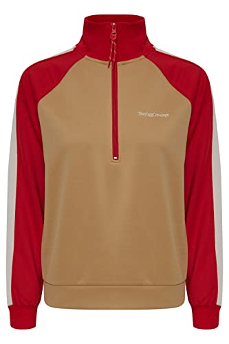 THEJOGGCONCEPT JCSIMA Damen Sweatshirt Pullover Sweater Troyer Half-Zip Stehkragen mit Reißverschluss Raglan-Ärmel mehrfarbigerColorblock Optik, Größe:L, Farbe:Salsa Mix (201530) von THEJOGGCONCEPT