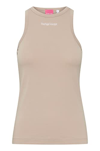 THEJOGGCONCEPT JCSIMONA Tanktop Tanktop - Damen Top Kurzarm Shirt Basic mit Schriftzug Slim Fit, Größe:XL, Farbe:Doeskin (151308) von THEJOGGCONCEPT