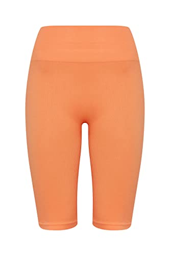 THEJOGGCONCEPT. JCSAHANA Biker Shorts Damen Shorts Kurze Hose Radlerhose mit Stretch-Anteil Tight-Fit, Größe:L/XL, Farbe:Muskmelon (151242) von THEJOGGCONCEPT