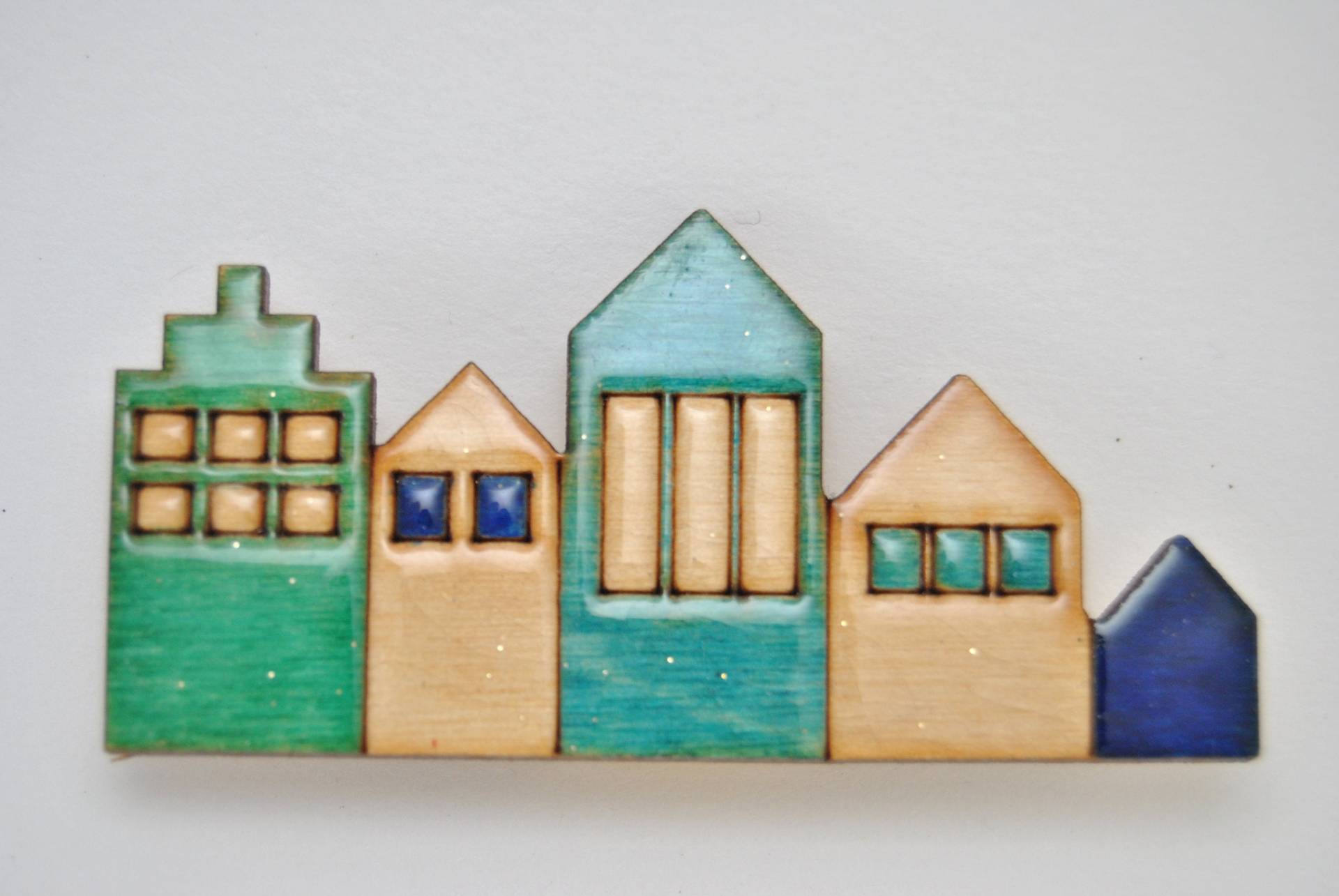 Brosche Häuser Von Amsterdam, Blaue Brosche Brosche Häuser Von Amsterdam, Blaue Brosche von THELMAandLOUIS