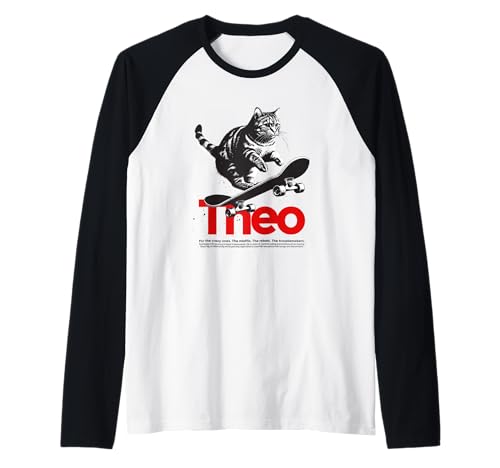 Herren THEO - Schöner Jungen Name mit Katze & Skateboard Raglan Herren THEO - Schöner Jungen Name mit Katze & Skateboard Raglan von THEO Sohn Enkel Geburtstag Geschenkideen