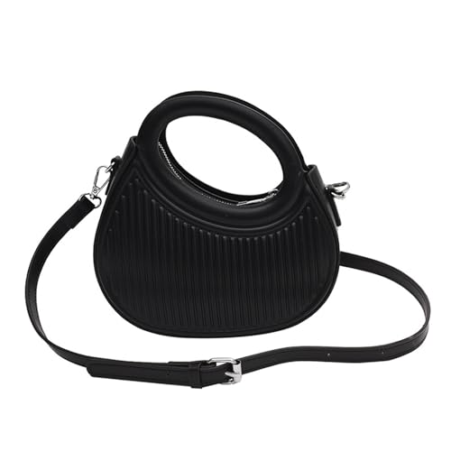 2023 Trendy Handheld Kleine Runde Tasche Personalisierte Eine Schulter Umhängetasche frauen Tasche (Color : Black, Size : 21 * 7 * 17cm) von THEPOS