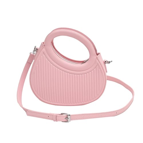 2023 Trendy Handheld Kleine Runde Tasche Personalisierte Eine Schulter Umhängetasche frauen Tasche (Color : Pink, Size : 21 * 7 * 17cm) von THEPOS