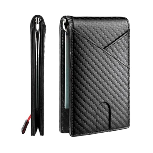 Carbon Männer Brieftaschen Geld Tasche Dünne Dünne Karte Mann Brieftasche Luxus Männlichen Kleine Kurze Geldbörse Bi-Fach Vallet(Color:Black) von THEPOS