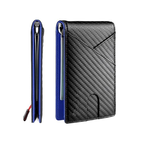 Carbon Männer Brieftaschen Geld Tasche Dünne Dünne Karte Mann Brieftasche Luxus Männlichen Kleine Kurze Geldbörse Bi-Fach Vallet(Color:Blue) von THEPOS