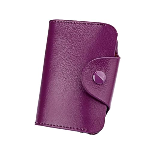 Leder Unisex Visitenkartenetui Portemonnaie Bank Kreditkarte Ausweishalter Tasche Herren Damen Kartenhalter Minimalistisches Portemonnaie(Color:Purple) von THEPOS