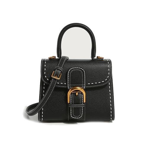 THEPOS Damentasche 2024 trendige Umhängetasche mit einer Schulter, Satteltasche, Damentasche, Retro-Handtasche (Color : Black, Size : 21.5 * 10.5 * 17cm) von THEPOS