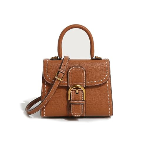 THEPOS Damentasche 2024 trendige Umhängetasche mit einer Schulter, Satteltasche, Damentasche, Retro-Handtasche (Color : Brown, Size : 21.5 * 10.5 * 17cm) von THEPOS