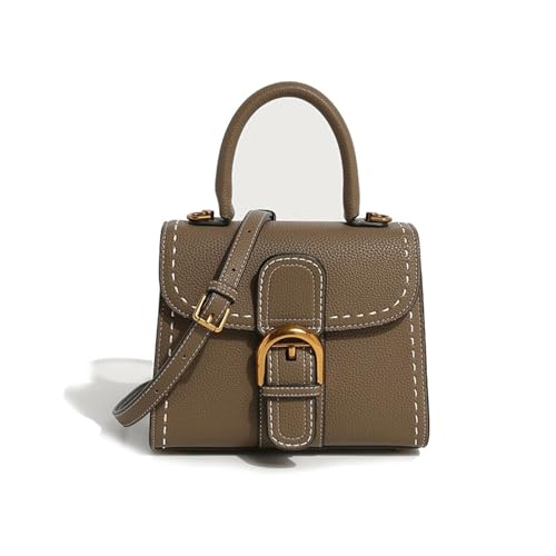 THEPOS Damentasche 2024 trendige Umhängetasche mit einer Schulter, Satteltasche, Damentasche, Retro-Handtasche (Color : Gray, Size : 21.5 * 10.5 * 17cm) von THEPOS
