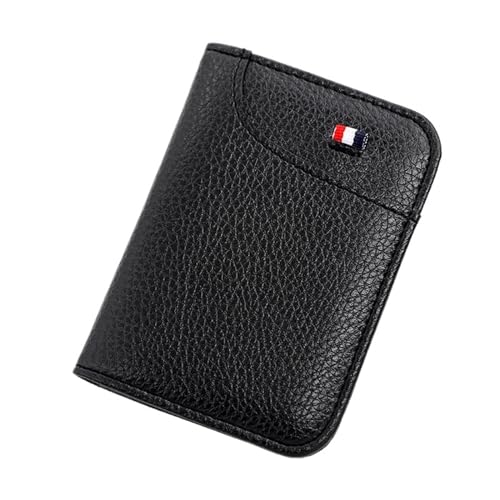 THEPOS Herren-Kartenhalter, dünne Mini-Geldbörse, Kartenaufbewahrungstasche, Unisex, Exquisite Geldbörse, blockierende Bankkarten-Bargeld-Aufbewahrungstasche(Color:Black) von THEPOS