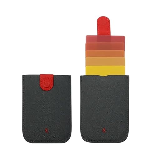 THEPOS Leder-Ausweishalter, minimalistisch, tragbar, for Herren, Bank, Kreditkarte, Geldbörse, Damen(Color:Gray and red) von THEPOS