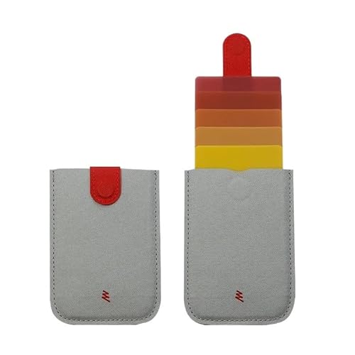 THEPOS Leder-Ausweishalter, minimalistisch, tragbar, for Herren, Bank, Kreditkarte, Geldbörse, Damen(Color:Gray red) von THEPOS