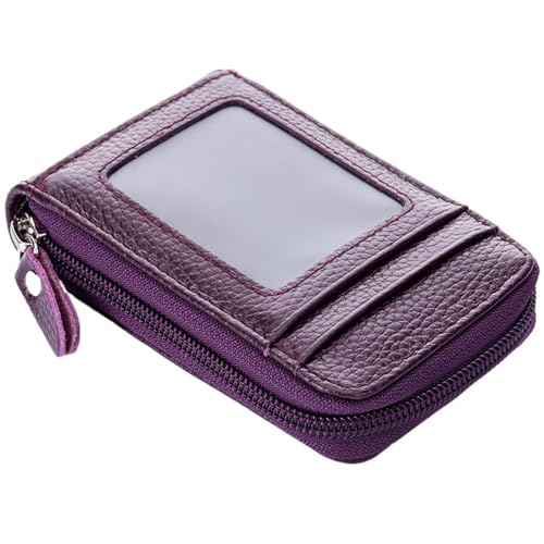 THEPOS Leder-Kreditkartenetui for Herren und Damen, Geldbörse, Bank-Leder-Geldbörsen, Clip-Designer-Kartenhalter(Color:Purple) von THEPOS