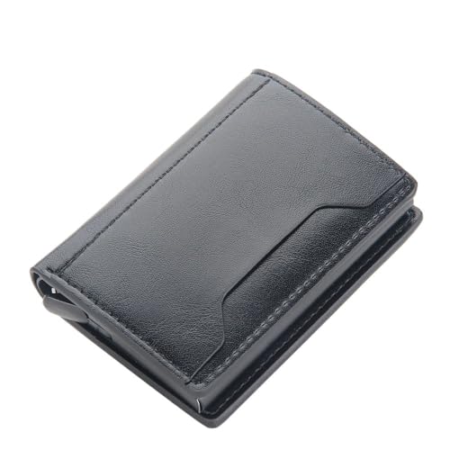 THEPOS Männer Karte Brieftaschen Kleine Karte Brieftaschen Carbon Faser Mini männer Brieftasche PU Leder Schlanke Männliche Geldbörsen (Color : Black) von THEPOS