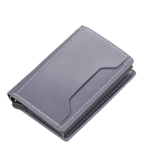 THEPOS Männer Karte Brieftaschen Kleine Karte Brieftaschen Carbon Faser Mini männer Brieftasche PU Leder Schlanke Männliche Geldbörsen (Color : Gray) von THEPOS