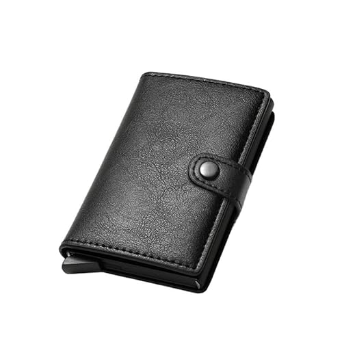 THEPOS Schlankes Metall-Kreditkartenetui for Herren – Up Minimalist Wallet Small Black Purse Vallet (Color : Black) von THEPOS