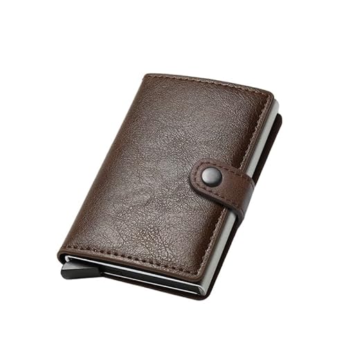 THEPOS Schlankes Metall-Kreditkartenetui for Herren – Up Minimalist Wallet Small Black Purse Vallet (Color : Coffee) von THEPOS