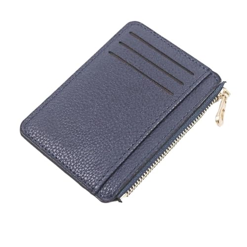 THEPOS Ultradünnes Reißverschluss-Kreditkartenetui aus Leder for Herren, schlanke, Schlichte Geldbörse, Karteninhabertaschen (Color : Dark Blue) von THEPOS