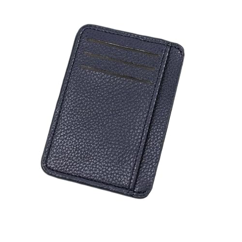 THEPOS Ultradünnes Reißverschluss-Kreditkartenetui aus Leder for Herren, schlanke, Schlichte Geldbörse, Karteninhabertaschen (Color : Dark Blue no Zipper) von THEPOS