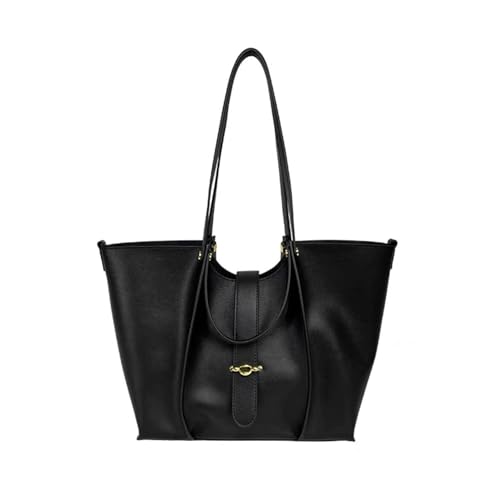 Texturierte große Tasche for Damen mit großem Fassungsvermögen, 2024 Umhängetasche mit einer Schulter (Color : Black, Size : 30 * 11 * 26cm) von THEPOS
