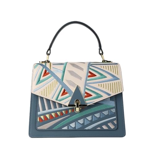 leichte, luxuriöse, einzigartige, bestickte Tasche im chinesischen Stil, farbige Handtasche, kleine quadratische Umhängetasche (Color : Light blue, Size : 22.5 * 8.5 * 18.5) von THEPOS