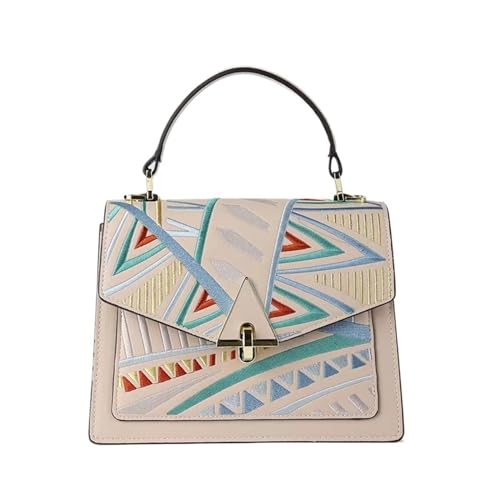 leichte, luxuriöse, einzigartige, bestickte Tasche im chinesischen Stil, farbige Handtasche, kleine quadratische Umhängetasche (Color : White, Size : 22.5 * 8.5 * 18.5) von THEPOS