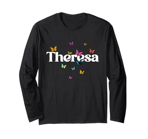 Theresa - Schöner Mädchen Name mit bunten Schmetterlingen Langarmshirt Theresa - Schöner Mädchen Name mit bunten Schmetterlingen Langarmshirt von THERESA Tochter Enkel Geburtstag Geschenkideen