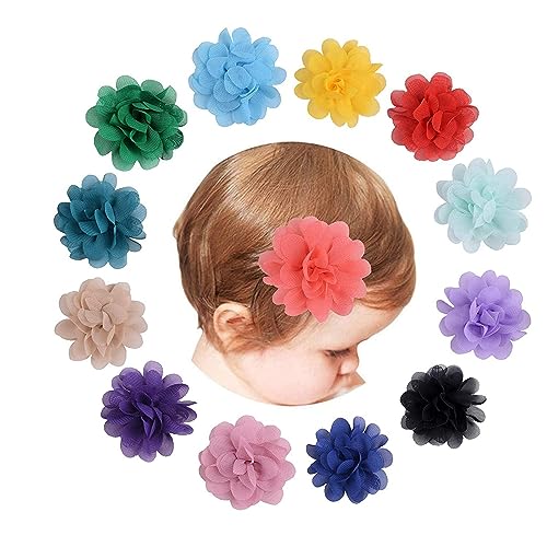 15 Stück 5cm Chiffon Blume Haarspangen Haar Barrettes Clip Haarspangen mit Blumen und Schleifen Haarclips Blumen Haarklammer Haarspangen für Teenager Kinder Kleinkinder von THEYUUKI