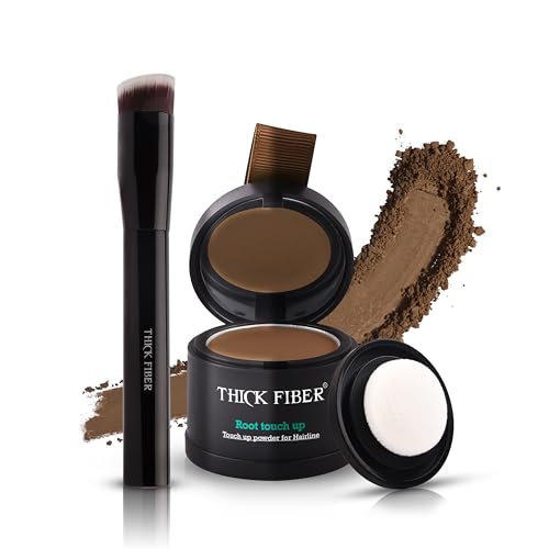 THICK FIBER Ansatzpuder - Haar Concealer zur Haarverdichtung für Frauen und Männer, wasserfestes Haar Make-up zum Ansatz kaschieren - 4g (Hellbraun) von THICK FIBER