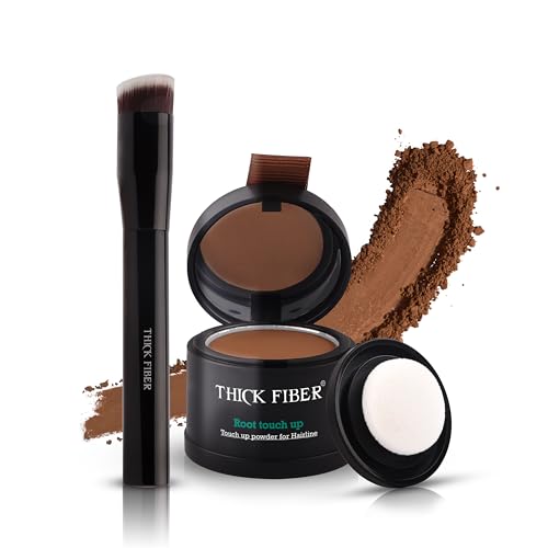THICK FIBER Ansatzpuder - Haar Concealer zur Haarverdichtung für Frauen und Männer, wasserfestes Haar Make-up zum Ansatz kaschieren - 4g (Mittel goldbraun) von THICK FIBER