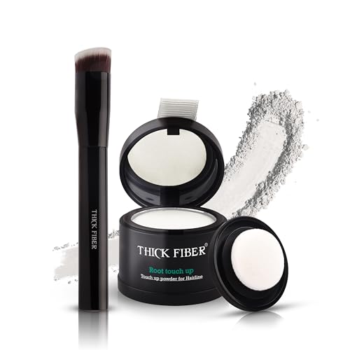 THICK FIBER Ansatzpuder - Haar Concealer zur Haarverdichtung für Frauen und Männer, wasserfestes Haar Make-up zum Ansatz kaschieren - 4g (Weiß) von THICK FIBER