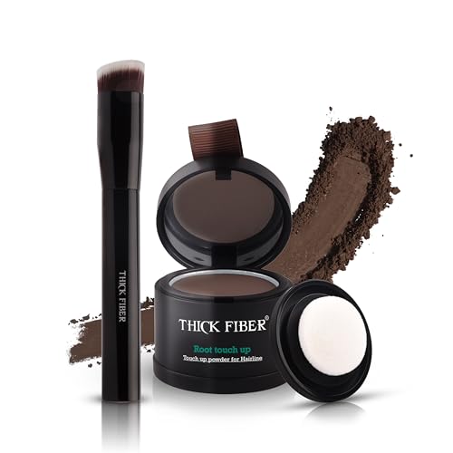 THICK FIBER Ansatzpuder - Haar Concealer zur Haarverdichtung für Frauen und Männer, wasserfestes Haar Make-up zum Ansatz kaschieren - 4g (Mittel braun) von THICK FIBER