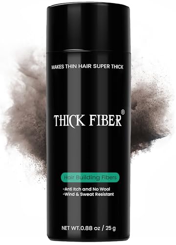THICK FIBER Streuhaar zur Haar und kahle Stellen (dunkelbraun) – 25 g (1er Pack)-Flasche – kaschiert Haarausfall in Sekunden – Haarpuder für Frauen und Männer von THICK FIBER