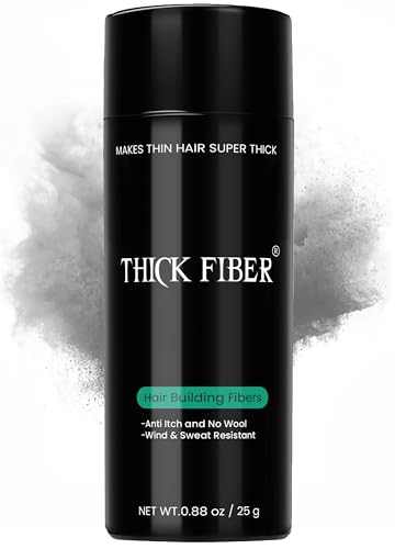 Thick Fiber Haaraufbaufasern (1 Stück, Grau), Haarfasern für dünner werdendes Haar, Haarpuder dünnes 25 g Flasche, lassen Sie das in Sekunden dicker aussehen mit Haarfüller, Damen und Herren von THICK FIBER