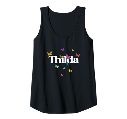 Damen THILDA - Schöner Mädchen Name mit bunten Schmetterlingen Tank Top von THILDA Tochter Enkel Geburtstag Geschenkideen